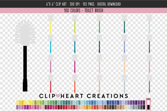 100 Colors of Toilet Brush Clip Art for Design