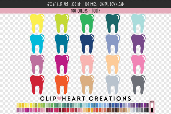 100 Colors of Tooth Clip Art for Creative Projects