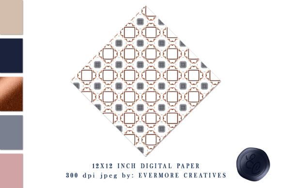 Copper Navy Blue Zodiac Digital Paper Guide