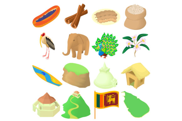 Cute Sri Lanka Icons: Cartoon Style for UI
