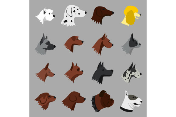 Elevate UI with a Flat Dog Icons Set