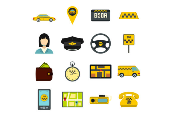 Elevate UI with Flat Taxi Icons