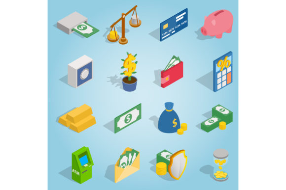 Elevate UI with Isometric 3D Bank Set Icons
