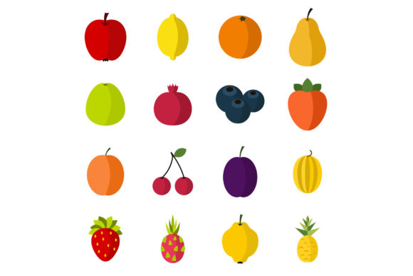 Evaluating the Fruit Icons Set in Flat Style for UI Design