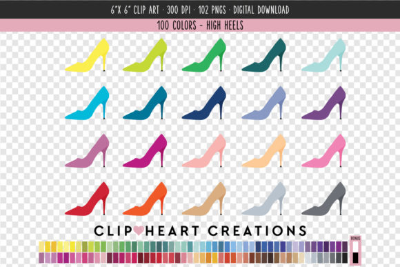 Evaluating the High Heels Clip Art - 100 Colors Collection for Professional and Personal Design Projects
