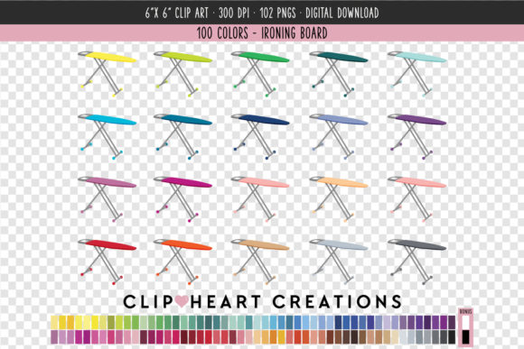 Evaluating the Ironing Board Clip Art - 100 Colors Collection for Creative Projects
