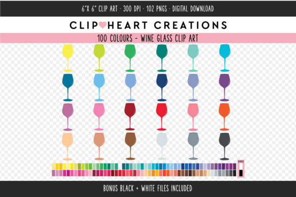 Evaluating the Versatility of Wine Glass Clip Art in 100 Distinct Colors for Creative Projects