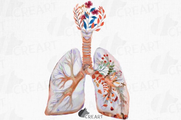 Exploring the Intersection of Medical Science and Nature: Floral Anatomical Human Lungs Decor Art