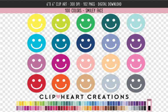 Happy Face Clip Art: 100 Vibrant Colors