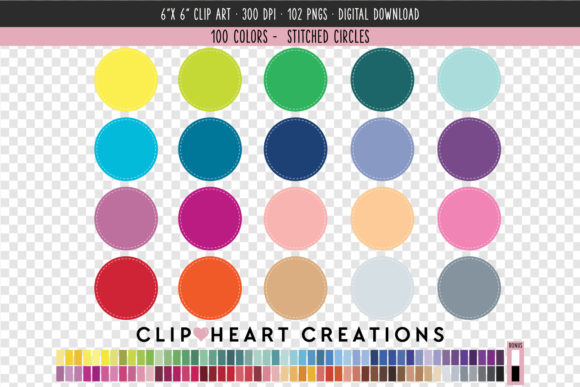 Integrating Stitched Circle Clip Art - 100 Colors into Professional Creative Workflows
