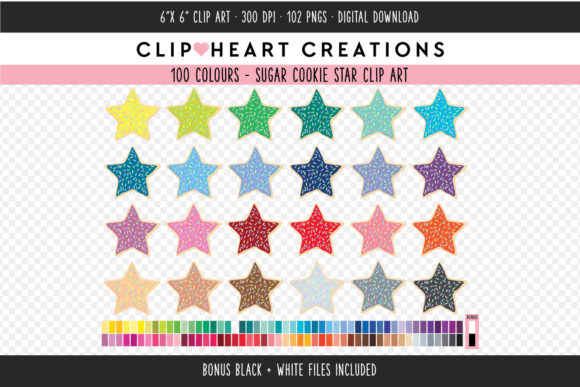 Star Sugar Cookie Clip Art: 100 Colors
