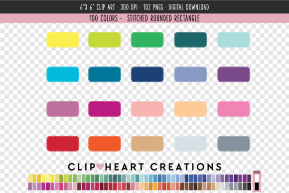 Stitched Frame Clip Art: 100 Colors for Crafters