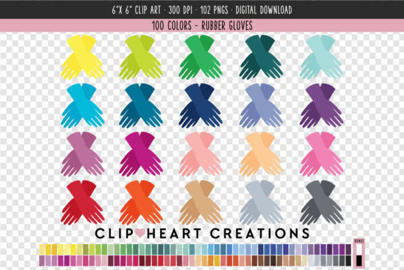 Strategic Visual Assets: Leveraging Rubber Gloves Clip Art - 100 Colors for Brand Consistency and Creative Flexibility