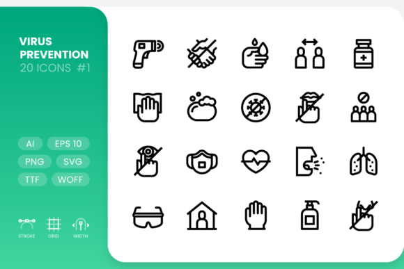 Strategic Visual Communication with Virus Prevention Line Icons