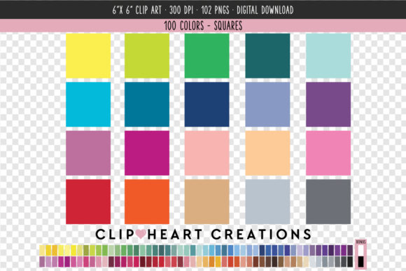 Unlock Creativity with 100 Color Square Clip Art