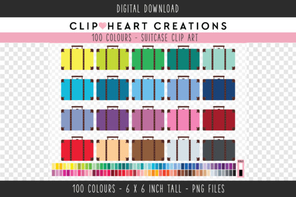 Unlock Creativity with 100-Color Suitcase Clip Art