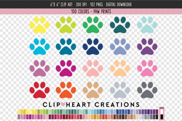 Unlocking Creative Potential with the Paw Print Clip Art - 100 Colors Collection