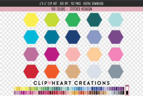 Unlocking Creative Potential with the Stitched Hexagon Clip Art - 100 Colors Collection