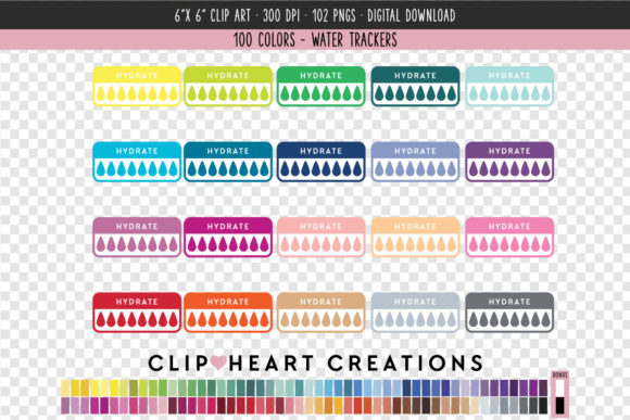 Unlocking Creativity with Water Trackers Clip Art - 100 Colors