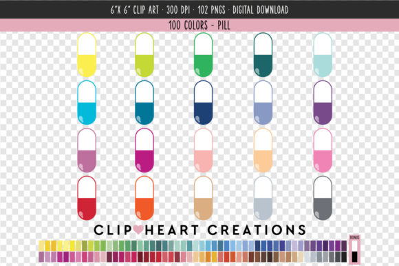 Unlocking Design Versatility with the 100-Color Pills Clip Art Collection