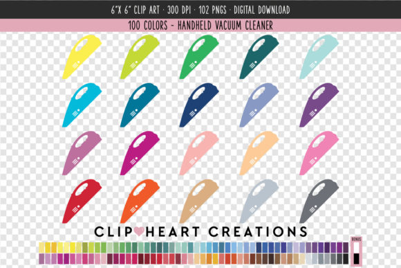 Versatile Hand Vacuum Clip Art in 100 Colors