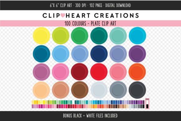 Vibrant Plate Clip Art: 100 Colors for Every Project