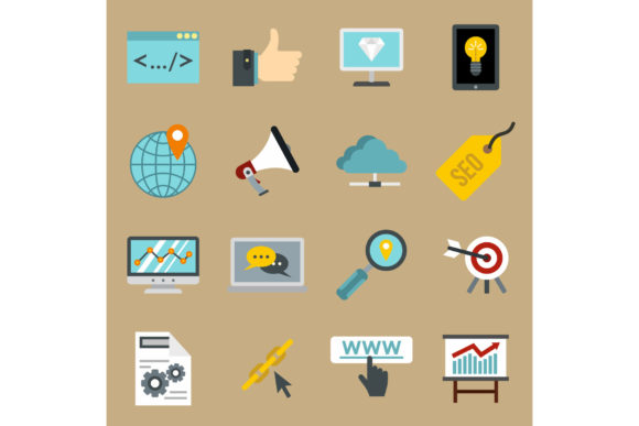 Why Flat Style SEO Icons Boost Your Web Design
